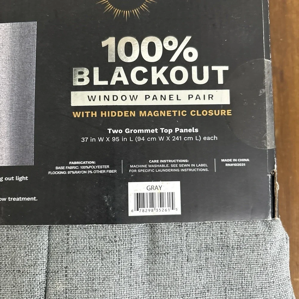 Sun Shield Marlon 100% Blackout Window Panels Gray 37x95 Double Grommet Top